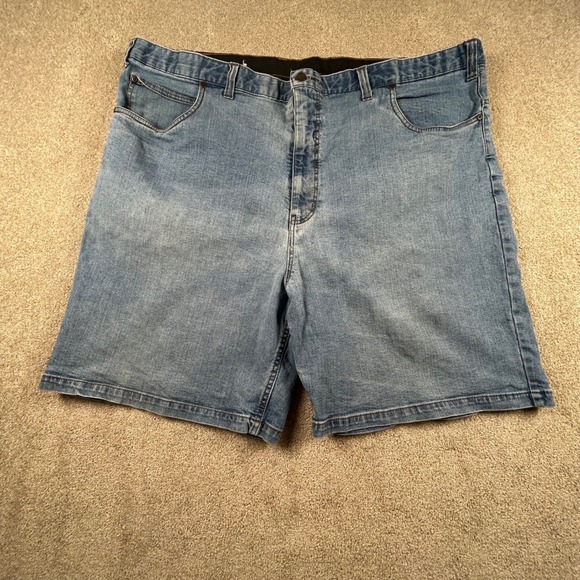 Harbor Bay Pants - Harbor Bay‎ Mens Blue Denim Shorts Size 48 Continuous Comfort Waistband Stretch